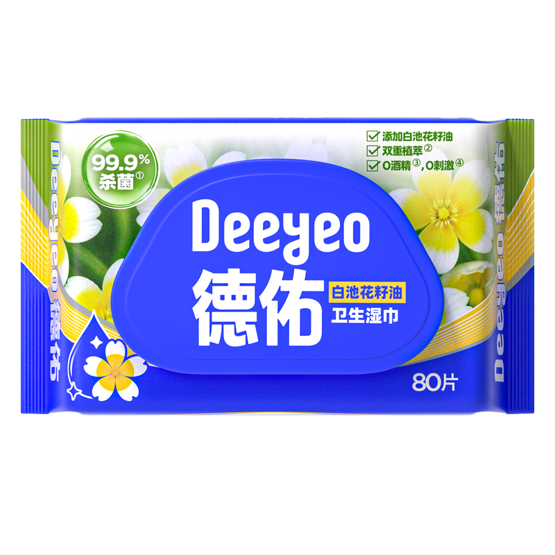 德佑卫生湿巾 白池花籽油 80片/包 德佑卫生湿巾 白池花籽油 80片