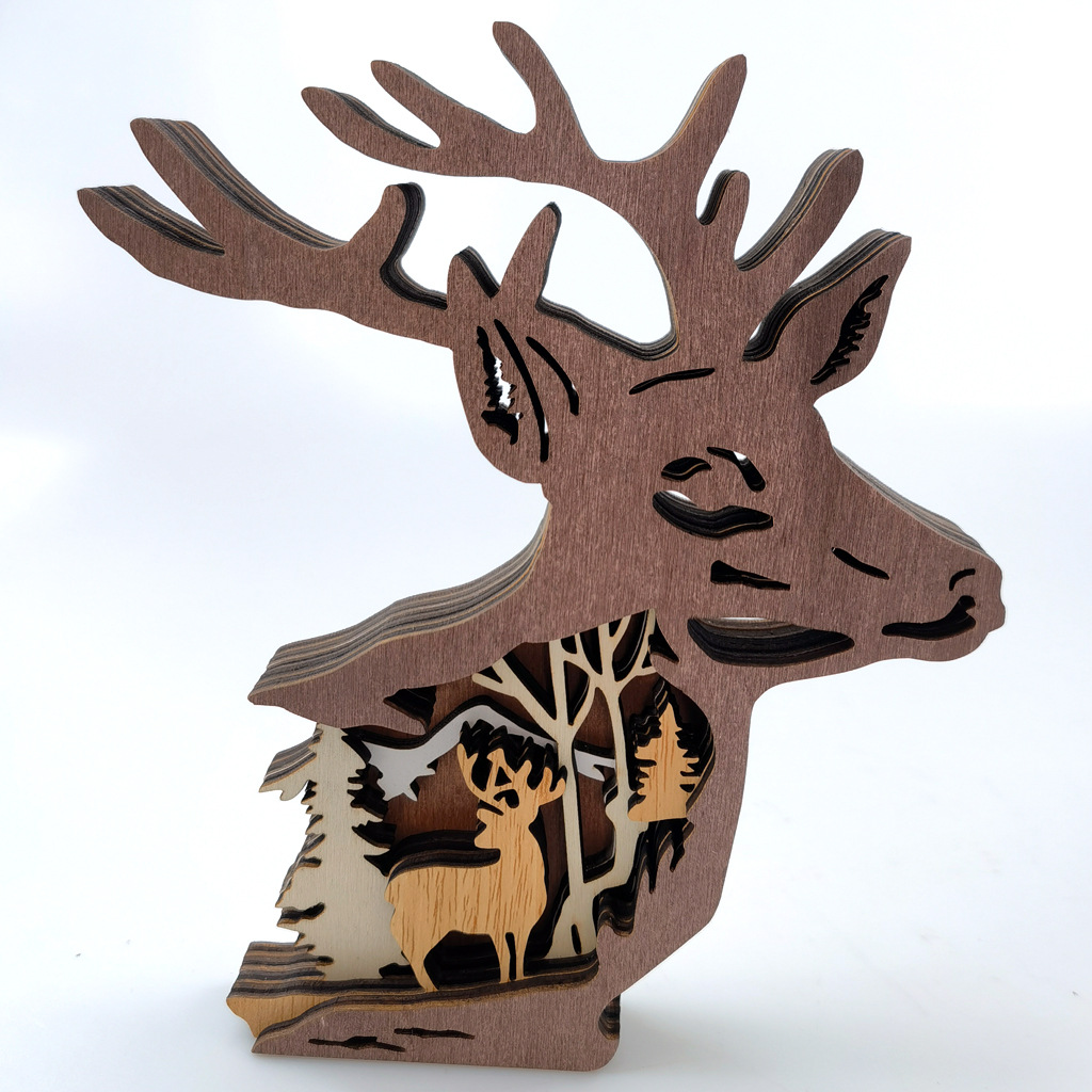 Creative home decor Wooden Christmas deer ornament