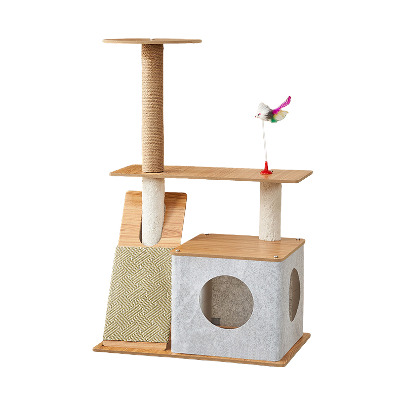 灵宠物语 猫爬架猫抓板猫玩具猫咪自嗨解闷转盘趣味猫咪玩具一体毛毡款 93cm 3层