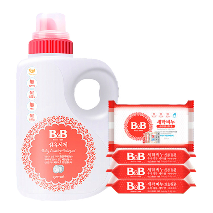 婴儿洗衣液1.5L 婴幼儿洗衣皂200g*4