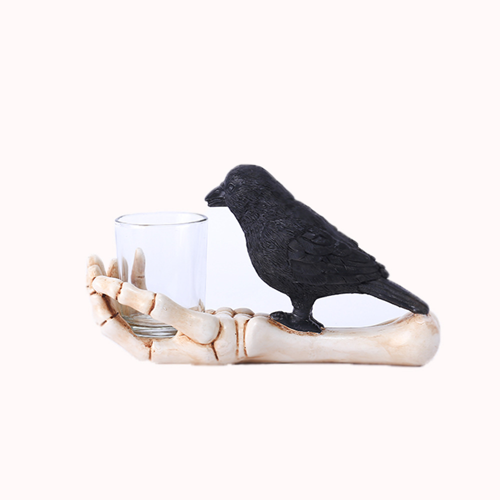 Crow drinking candle holder Glass candle cup home decoration
