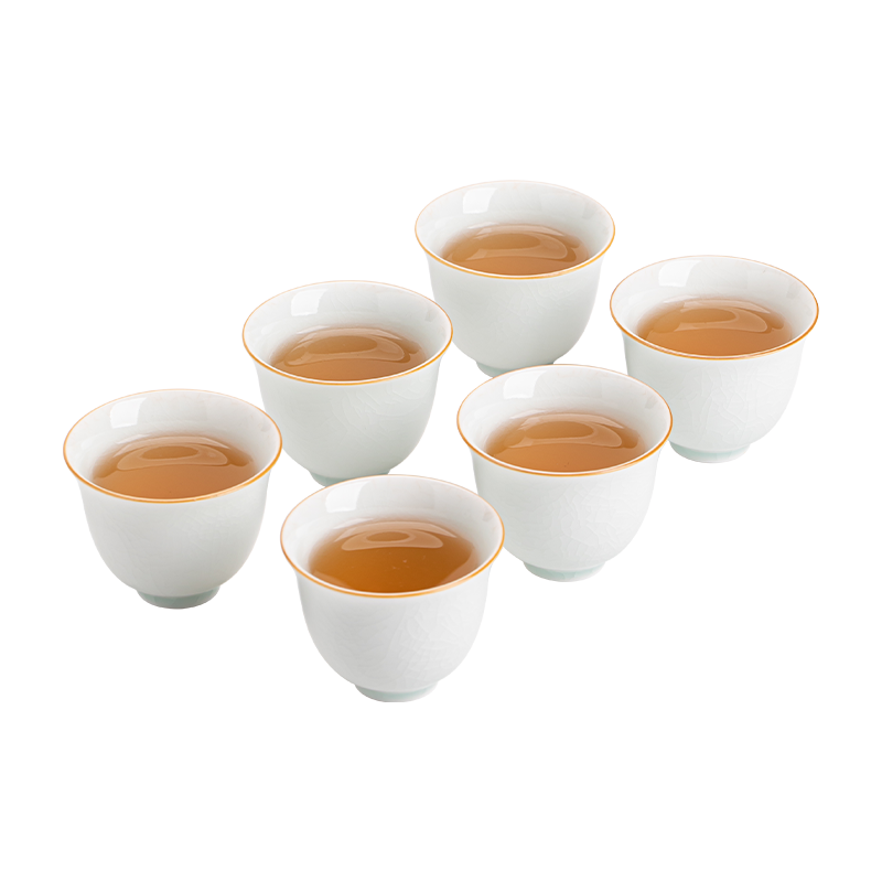 苏氏陶瓷（SUSHI CERAMICS）卵青冰花功夫茶杯开片冰裂品茗杯六个简装