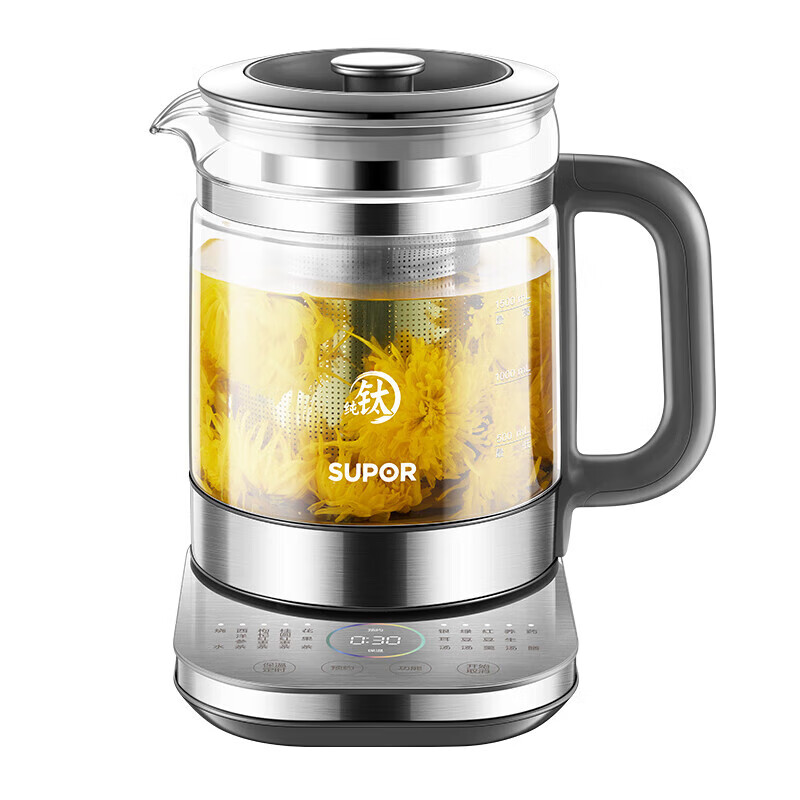 苏泊尔生壶1.5L花茶壶 电水壶烧水壶开水壶保温煮茶壶玻璃电茶壶 SW-15Y26