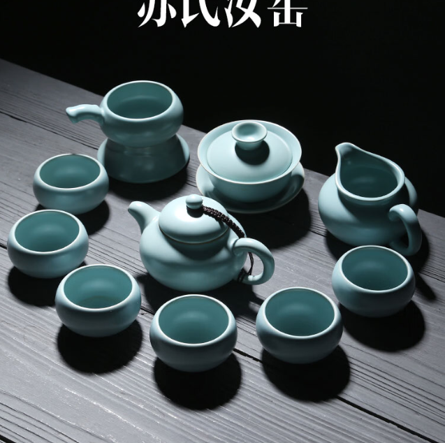 苏氏陶瓷汝窑茶具高品质美人茶壶加盖碗整套功夫茶具开片可养金线带礼盒装