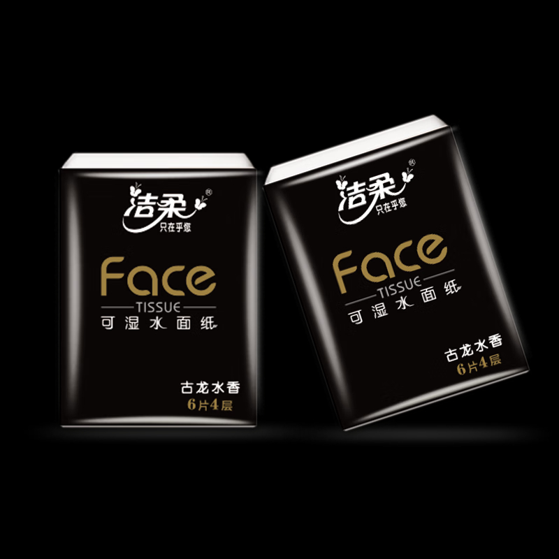 洁柔纸手帕Face黑超迷你古龙水香味6片4层72包装 BU084-72E