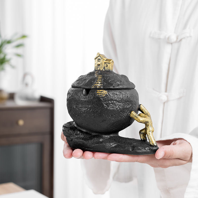 Pressure stone ashtray home living room Creative personality trend fashion windproof fly ash