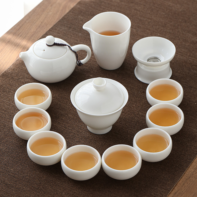 苏氏陶瓷（SUSHI CERAMICS）羊脂玉茶具套装德化中国白瓷功夫茶具茶杯三才盖碗礼盒装