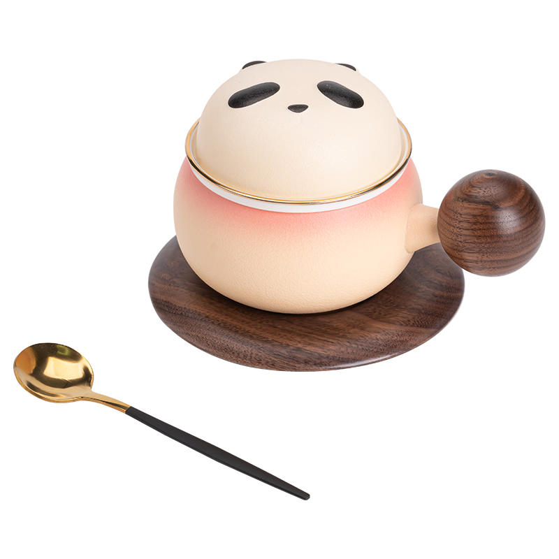 苏氏陶瓷（SUSHI CERAMICS）熊猫茶水分离办公茶格杯咖啡杯
