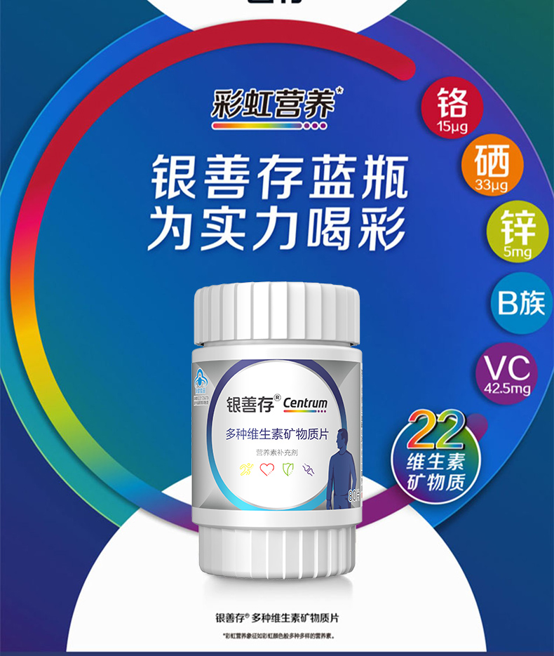 银善存®多种维生素矿物质片 80片瓶装（男士）/善存多种维生素矿物质片（男士型）/银善存多种维生素矿物质片（男士型）