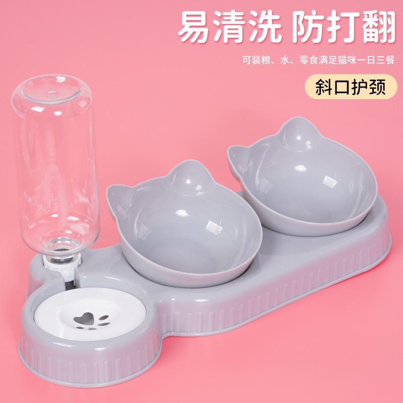 灵宠物语狗盆猫碗宠物喂食器防打翻三碗自动饮水机大口径
