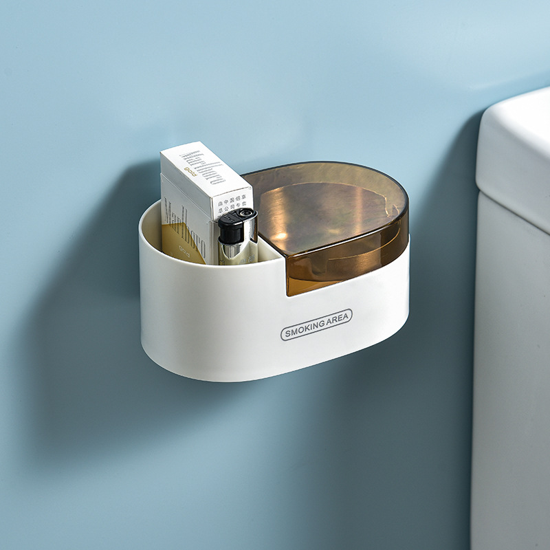 Household toilet toilet storage box Creative personality trend stainless steel perforation-free wall ashtray