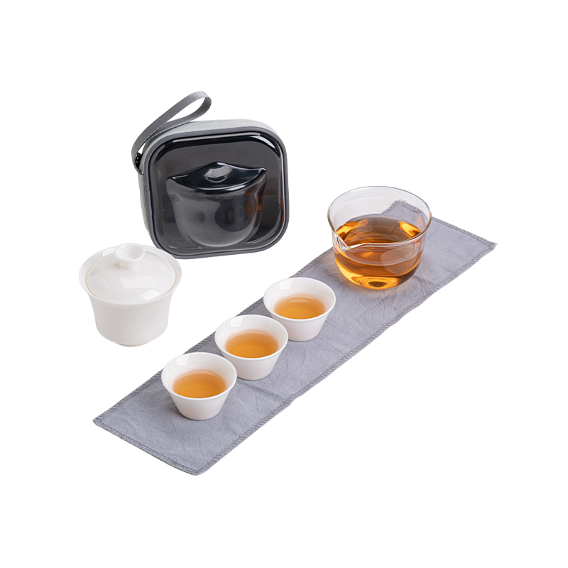 苏氏陶瓷（SUSHI CERAMICS）旅行茶具 中国白羊脂玉便捷茶具快客杯套装