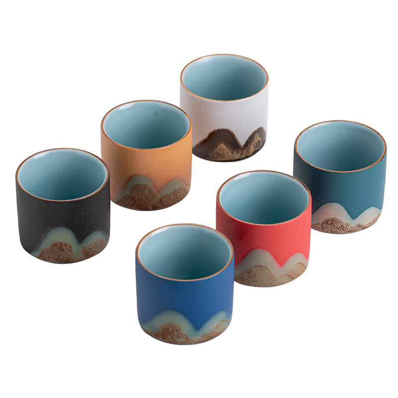 苏氏陶瓷（SUSHI CERAMICS）手绘釉画彩千里江山六色杯