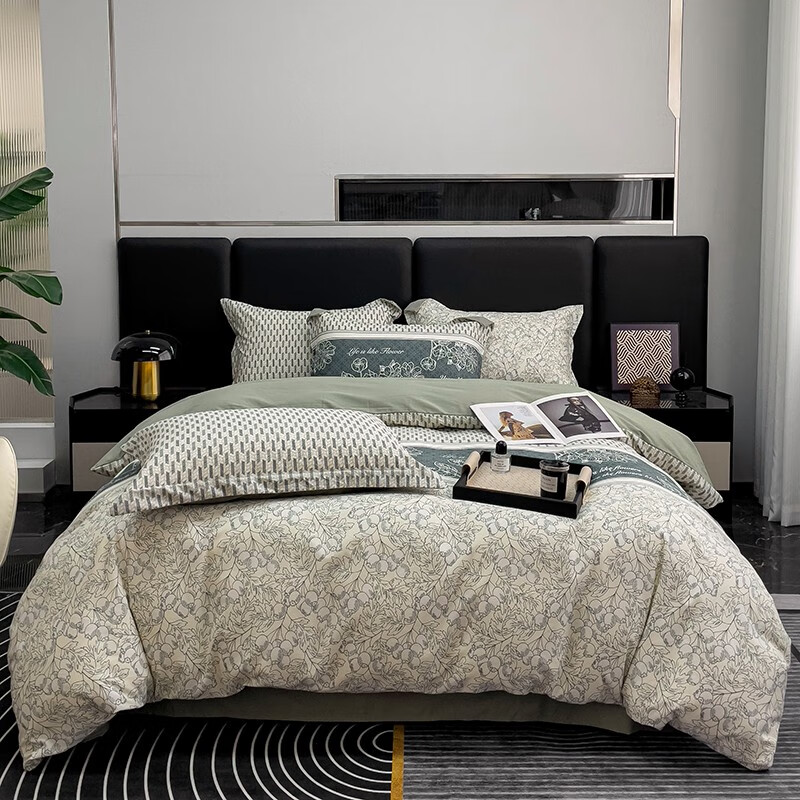 百丽安娜（Belle Anna）100%全棉生态磨毛四件套（倾城花语-32×21支）床上用品套件