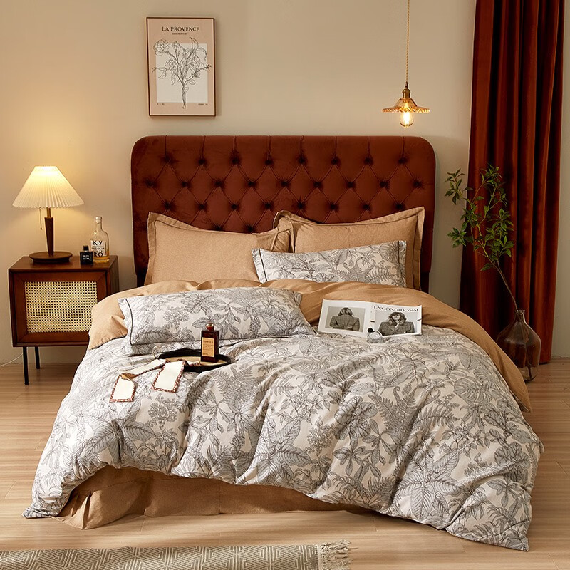 百丽安娜（Belle Anna）100%全棉生态磨毛四件套（热带雨林-32×21支）床上用品套件