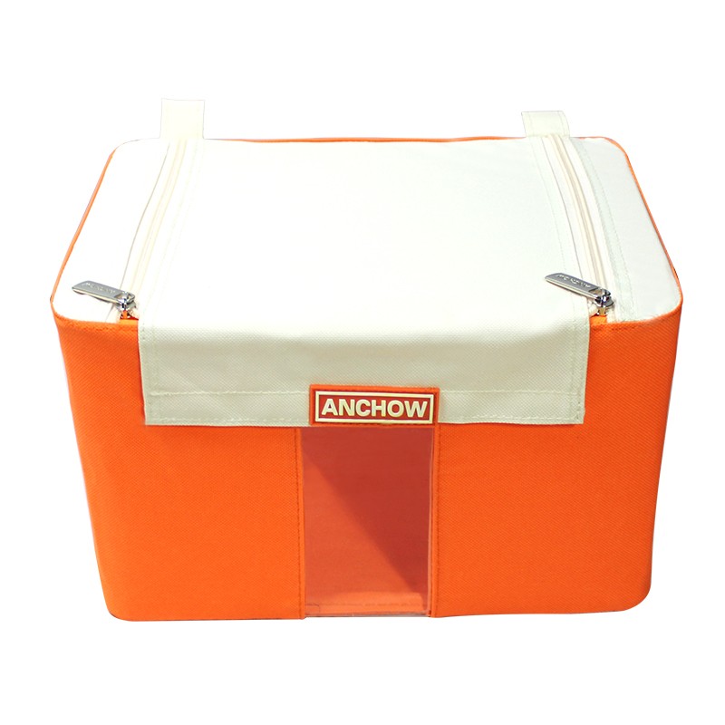 ANCHOW安巢家居 搬家收纳箱儿童玩具化妆品收纳盒衣物被子布艺整理箱牛津布储物箱子家用卧室衣柜衣橱 百纳箱 AJ116 橙 12