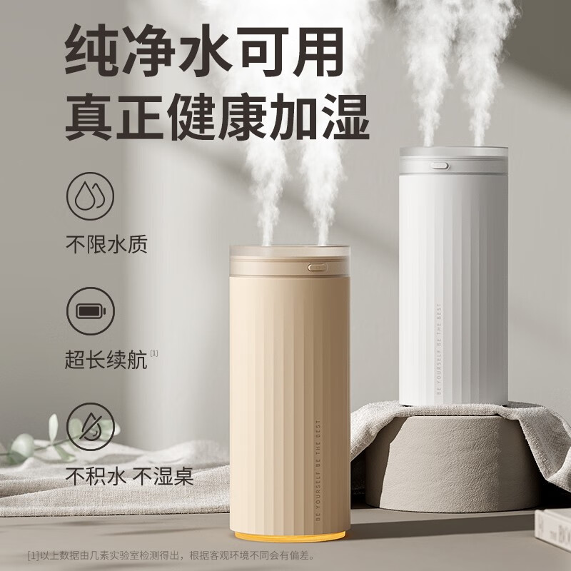 几素桌面加湿器迷你卧室宿舍床头家用空气加湿器车载加湿器无线usb充电便携健康纯净加湿送女友礼物 白色-插电款【健康加湿_双倍雾量】带4根滤芯