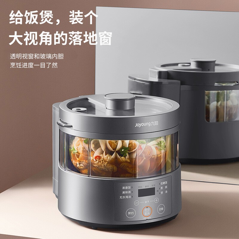 【九阳F30S-S160】九阳（Joyoung）3升家用多功能电饭煲电饭锅电蒸锅烹饪可视蒸汽加热无涂层玻璃内胆3L低糖煲F30S-S160【天空系列】