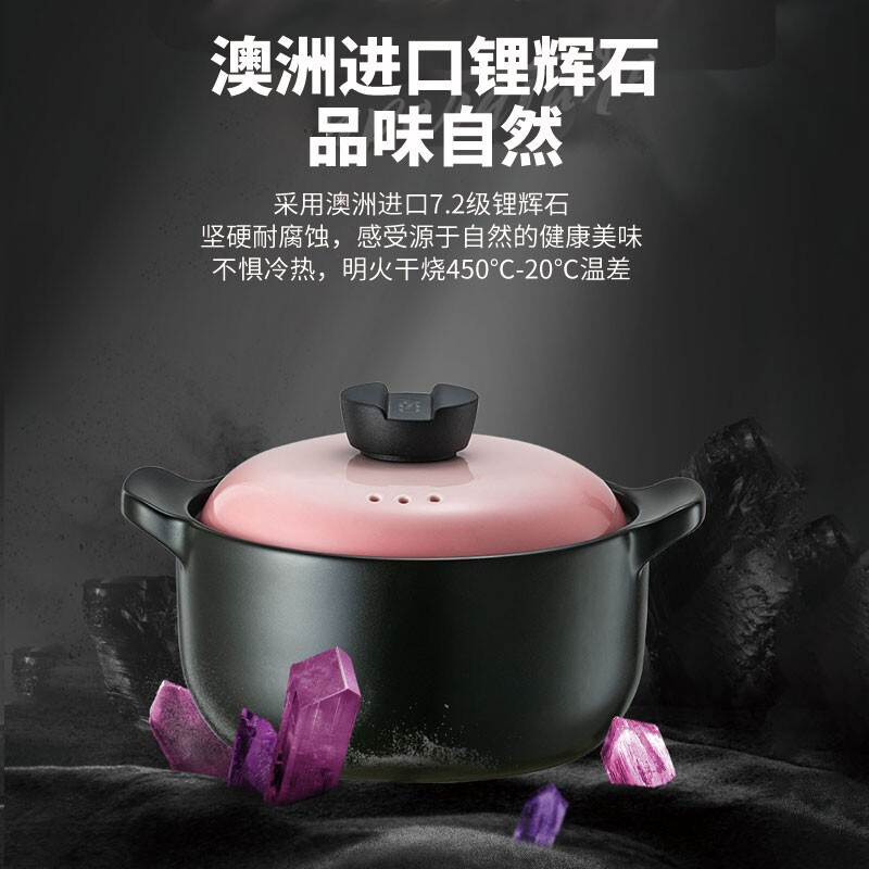 爱仕达（ASD）天然陶瓷砂锅炖汤石锅陶瓷煲2.5L新陶煲中药锅浅汤煲 RXC25B3Q