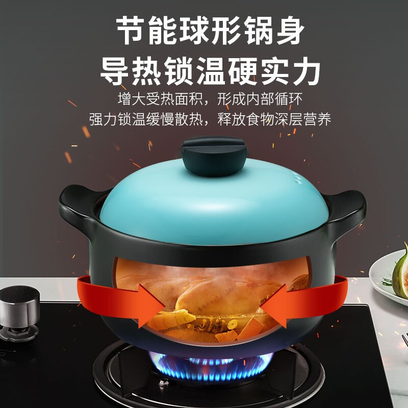 爱仕达（ASD） 煲汤锅砂锅 陶瓷锅明火用陶瓷炖锅汤锅家用 3.5L 适合3-4人RXC35B3Q