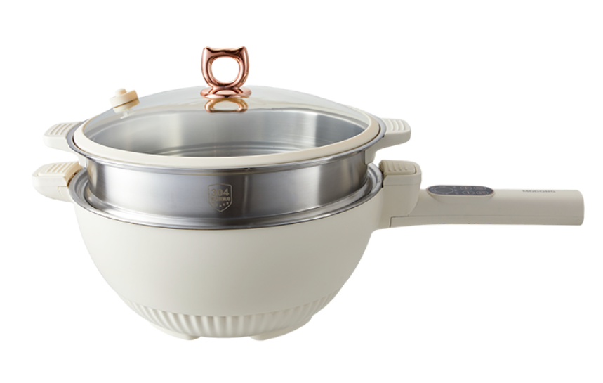 Modong/摩动不沾涂层微压电炒锅6升、不锈钢蒸笼