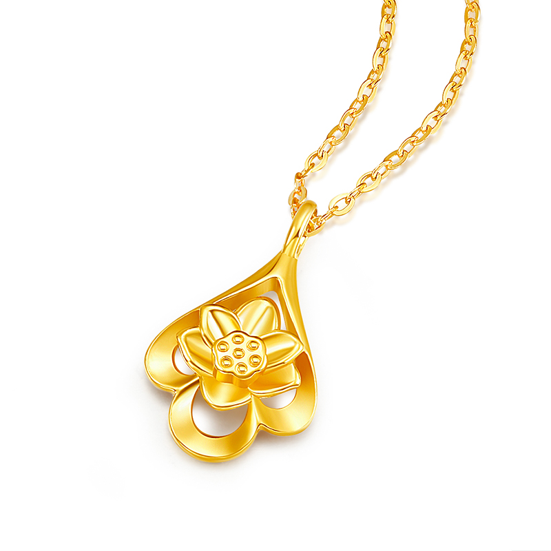 中国珠宝足金水莲花吊坠 （配925银链） BMZJ21091705