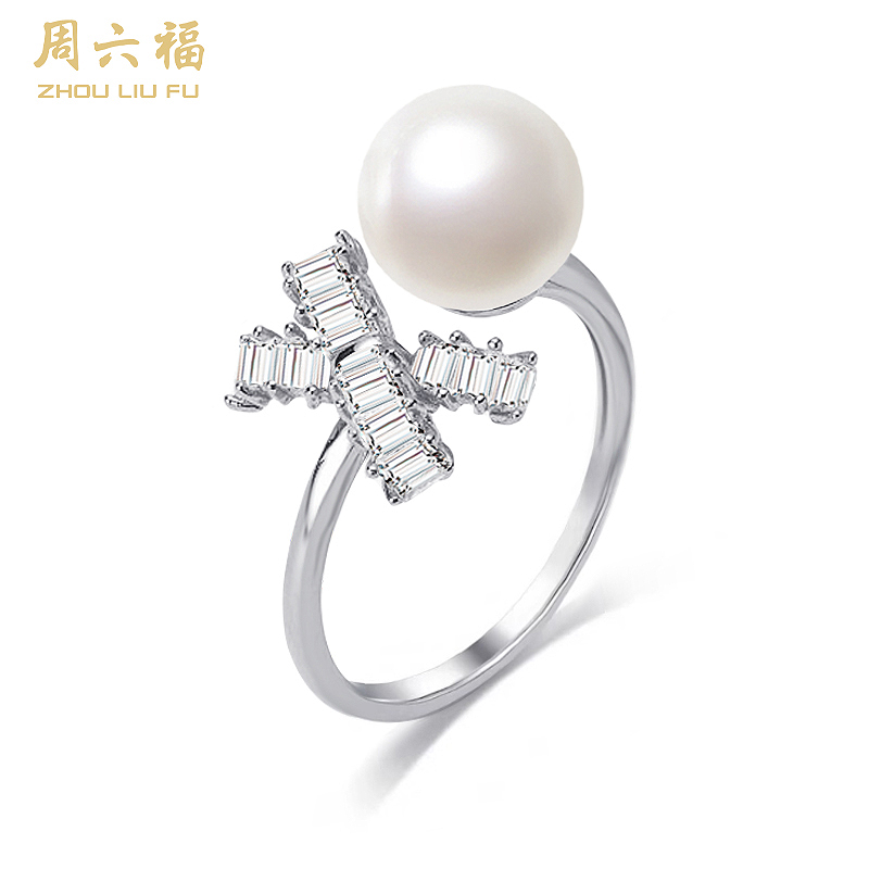 周六福S925银薇梦系列珍珠戒指ZLFX011629
