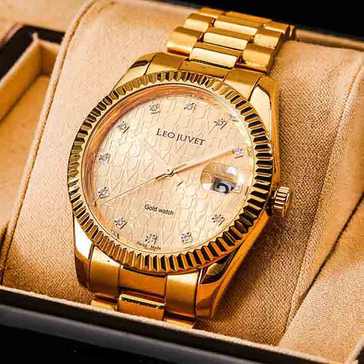 LEO JUVET纪念纹盘男士钻石足金表
