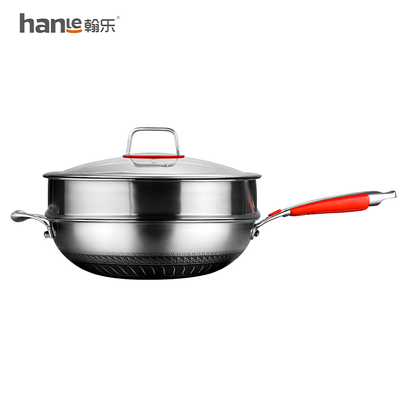翰乐   316双面屏豪华款皇冠提手盖34CM HL-F08(带蒸笼）