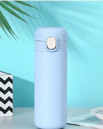 上亨（shangheng） 保温杯男女款成年人学生大容量便捷带盖喝水杯子304不锈钢豌豆杯 简约美【450ML天空蓝】SHZH-CFBD004