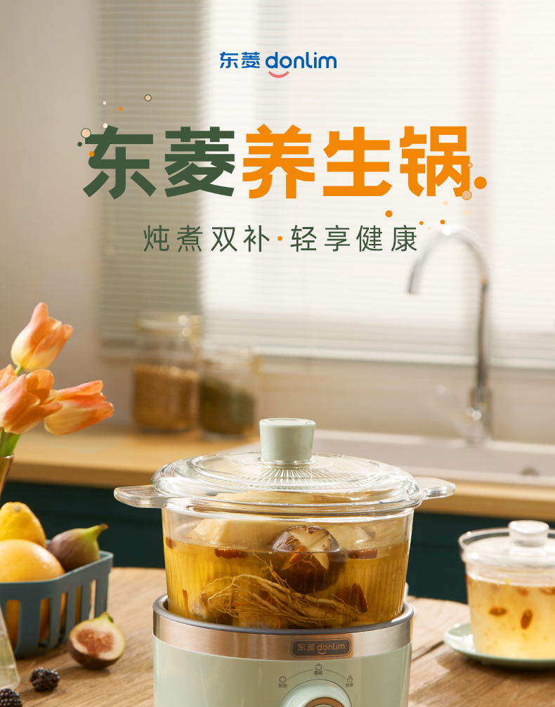 东菱（Donlim） 电炖锅 煲汤燕窝隔水炖盅 养生隔水小炖锅 BB煲汤小锅 玻璃电炖锅 食补养颜DL-9002(森野绿)