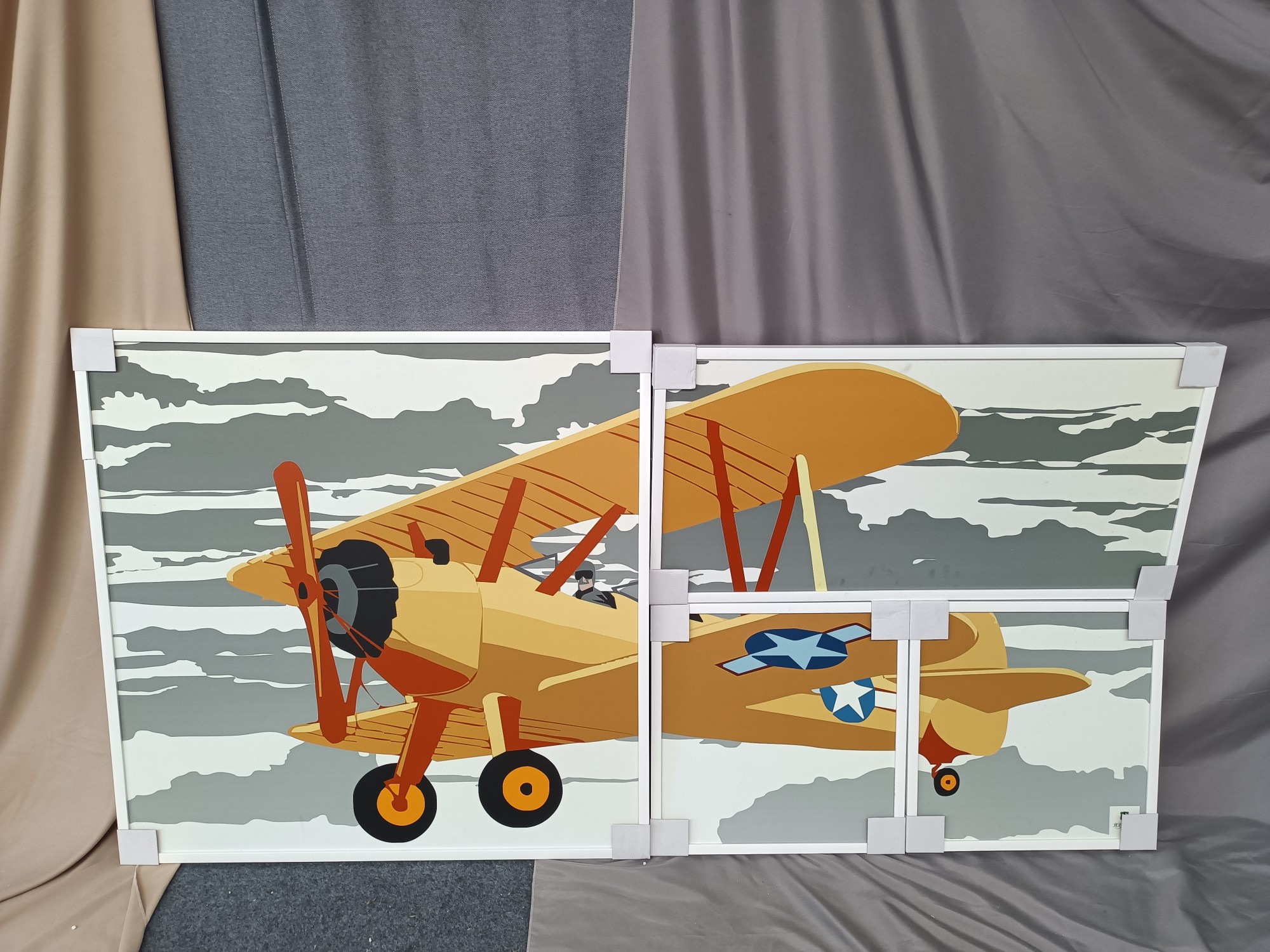 D.U.S.A杜莎 顶尖美式家居饰品 Gh-9642木制作五幅飞机拼图挂画手工 水曲柳雕花复古做旧/布艺/手绘油画