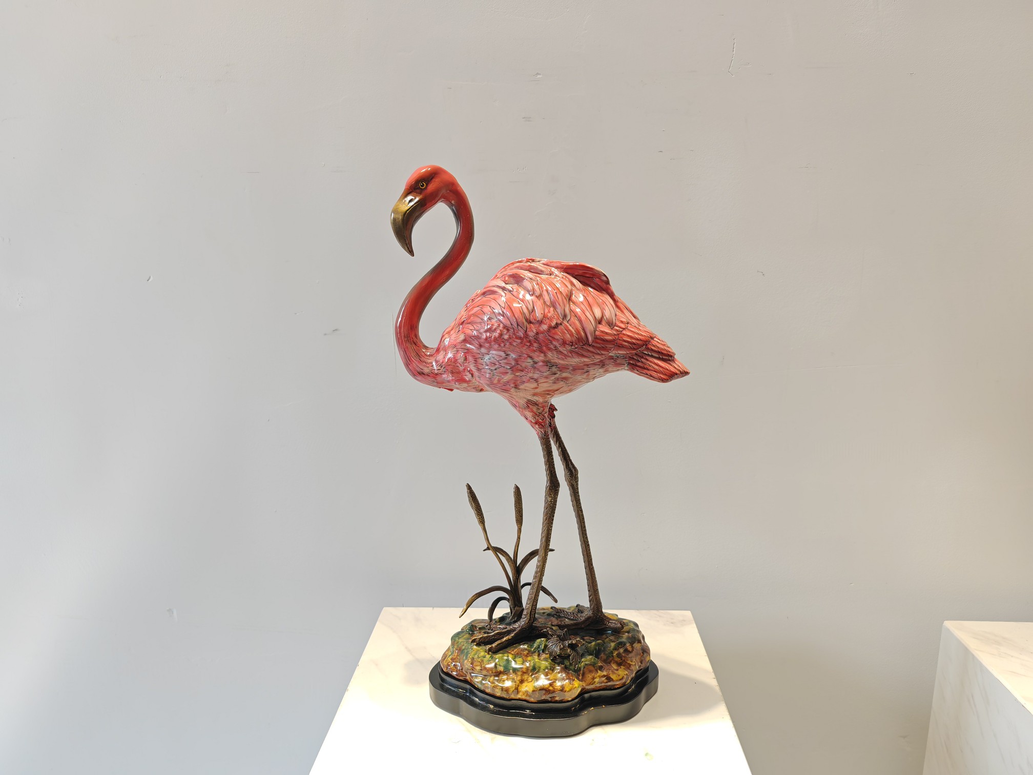 D.U.S.A杜莎 顶尖美式家居饰品 手工雕刻纯铜火烈鸟摆件，古铜工艺，手工陶瓷雕刻