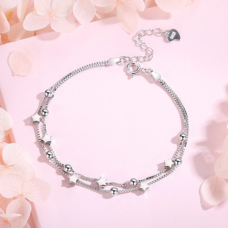  星星925纯银手链女小众设计学生韩版简约个性森系情人节生日礼物