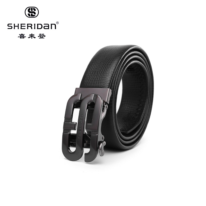 SHERIDAN喜来登男士商务休闲自动扣真皮皮带NL180357S