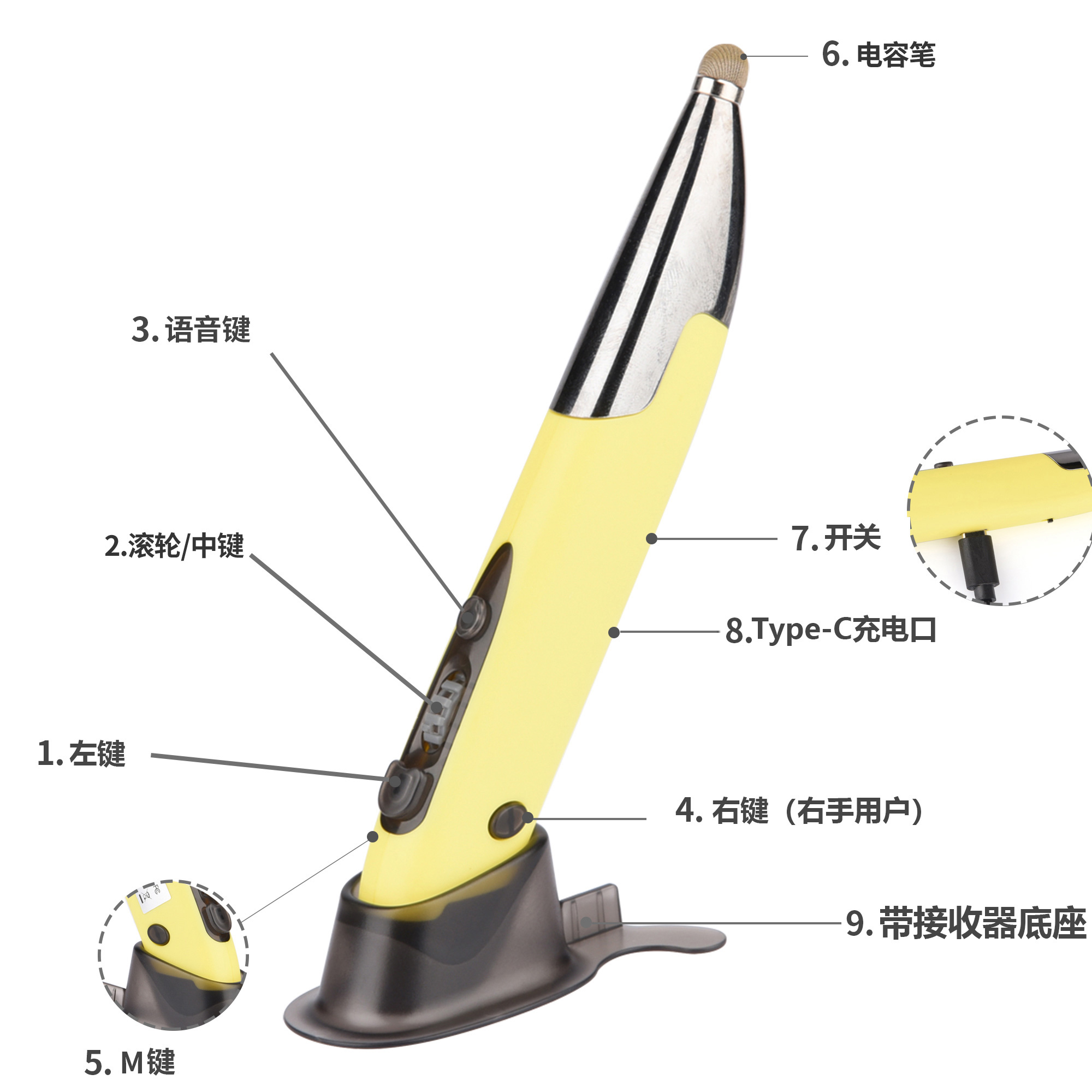 PR-A18升级版智能蓝牙无线P声控语音翻译鼠标触屏笔