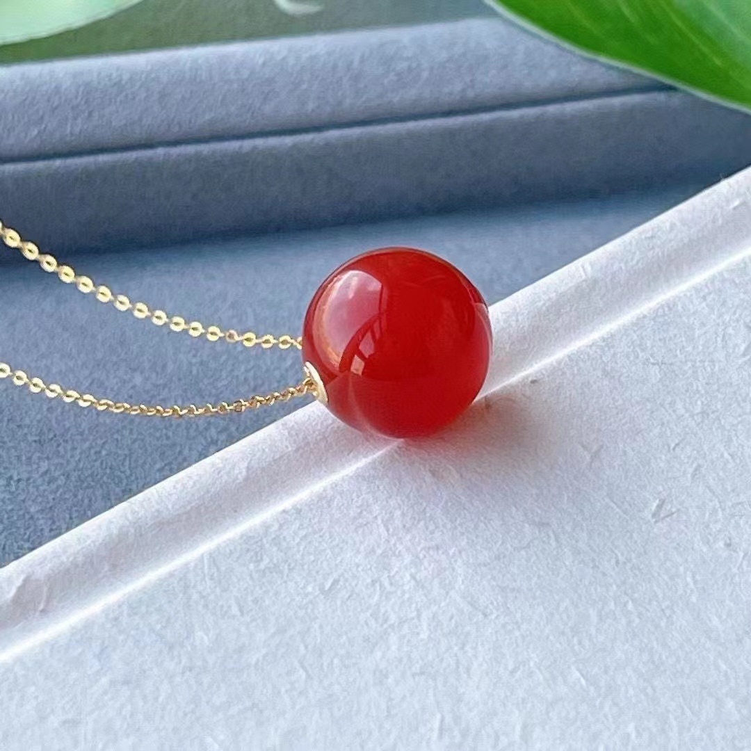 18K黄金系列-鸿运当头转运珠吊坠18K金 高冰玛瑙