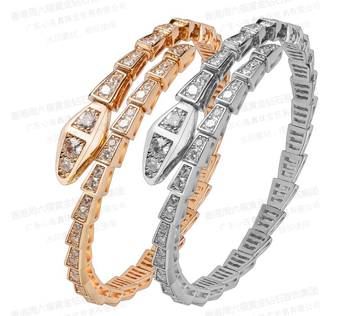博爱系列时尚天后蛇骨满钻手镯（玫瑰金、黄金、白金）KXZ13184379