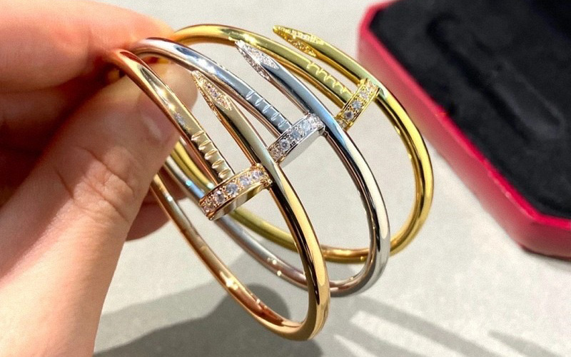 博爱系列时尚天后钉子满钻情侣手镯（玫瑰金、黄金、白金）KXZ54034160