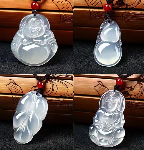 巴西高冰玉髓 葫芦/观音/弥勒佛/如意