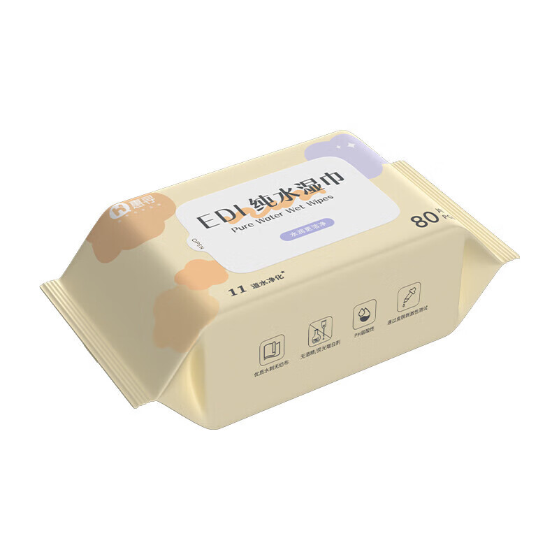惠寻 EDI纯水湿巾80片1包 亲肤温和
