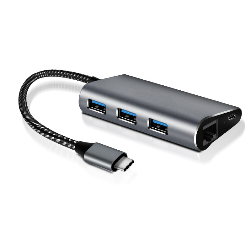 type-c转千兆网口网线转换器扩展坞usb-c转usb 有线上网HUB集线器