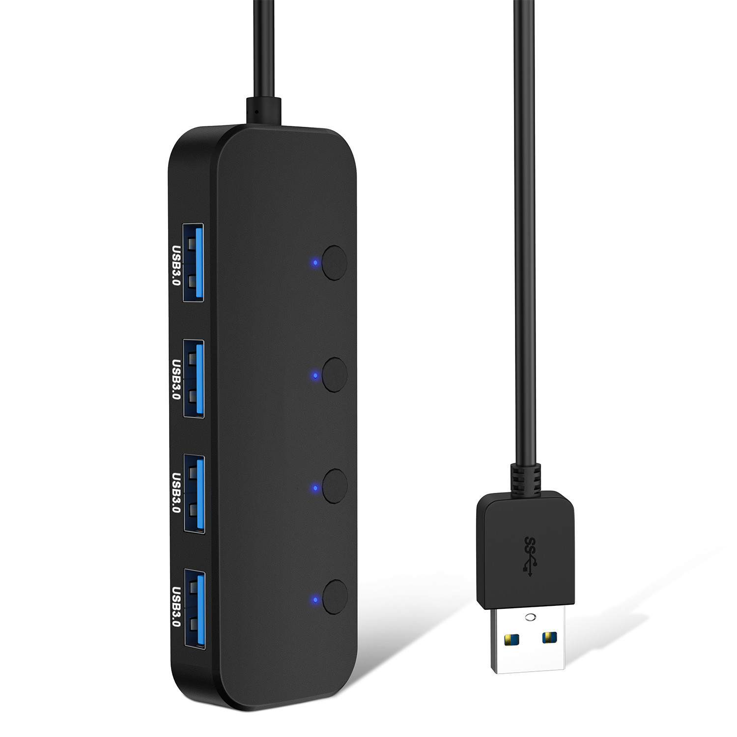 USB3.0分线器一拖四集线器HUB笔记本电脑转接头扩展usb口独立开关