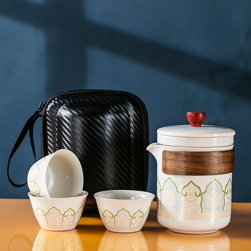 古韵A-旅行茶具便携式一壶三杯陶瓷快客杯功夫茶具