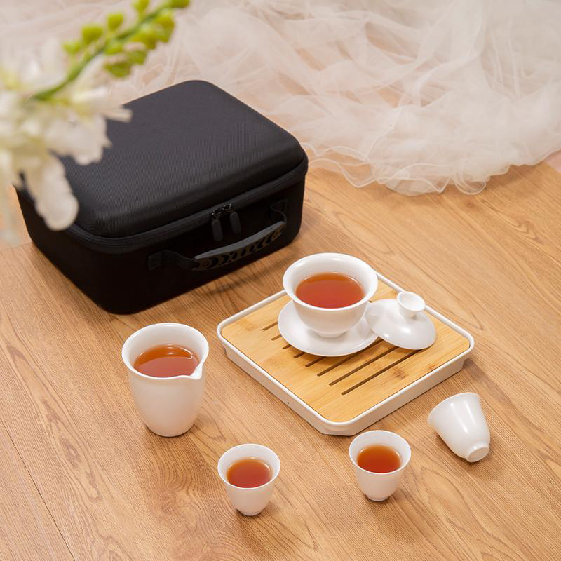 顺心伴侣-高档羊脂玉茶具套装耐高温整套盖碗EV包款家用伴手礼礼品