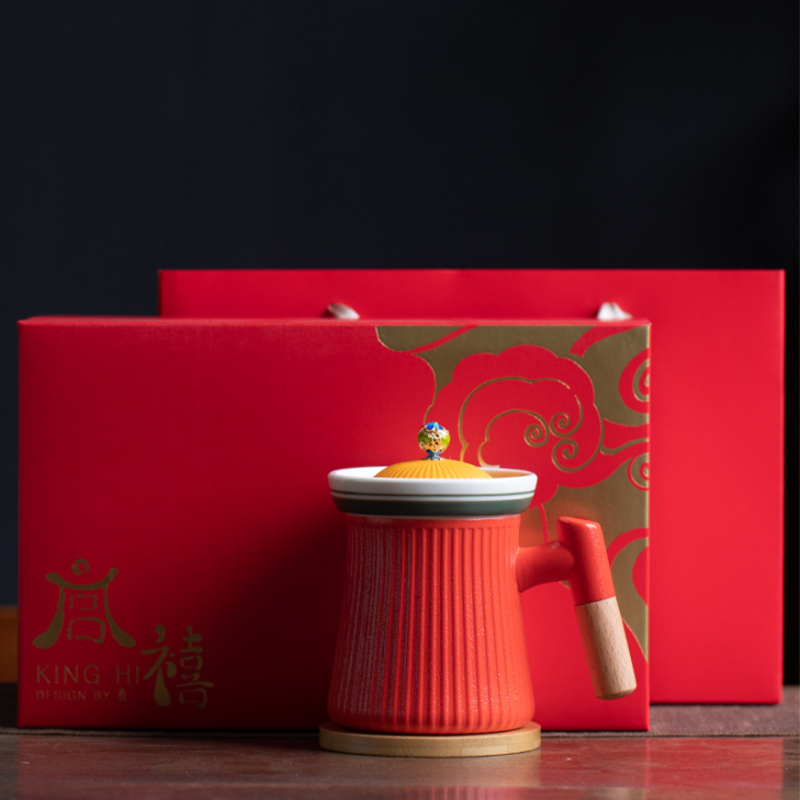 品舰宫禧办公杯-国潮创意办公杯家用复古中式马克杯茶水分离泡茶杯