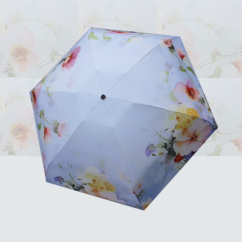 Kamsala紫茎泽蘭 印花黑胶五折伞