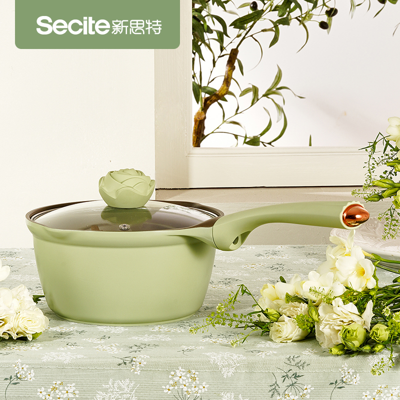 新思特Secite茶歇玫瑰系列奶锅20CM不粘锅家用热奶宝宝辅食锅通用