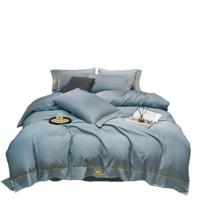 啄木鸟(PLOVER)水洗真丝绣花四件套-宾利蓝KUUP-SXTJ-01（适合1.8M/1.5M床）