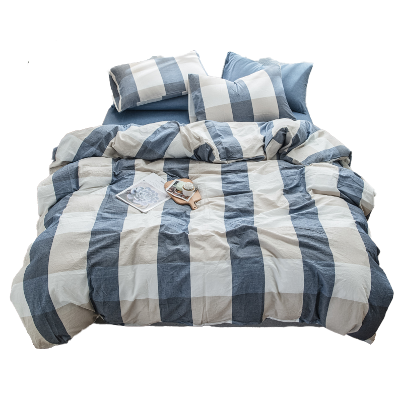 啄木鸟(PLOVER)全棉水洗棉四件套-蓝白ZMN-QMSX-02（适合1.8M/1.5M床）